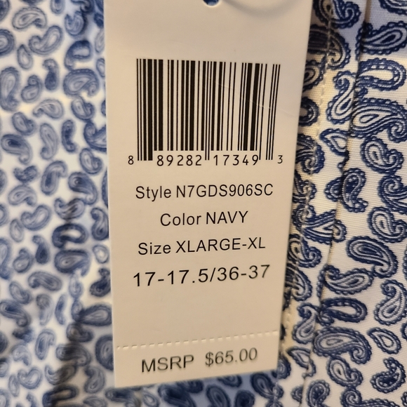 Mens long sleeve nick Graham white and blue pasley with polka dot cluffs - Picture 5 of 6